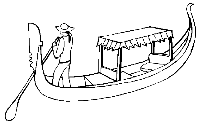 Coloriage Gondolier Sur Une Gondole - Bateau à imprimer